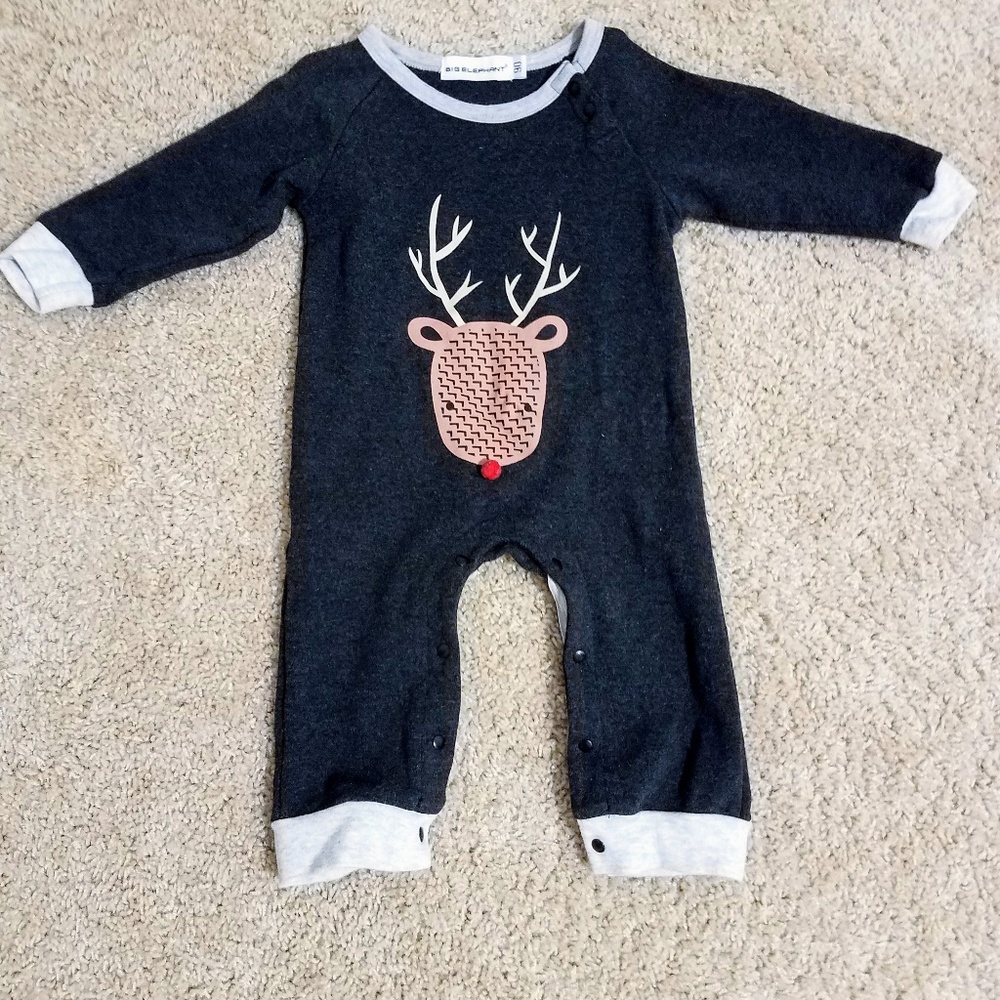 Reindeer romper baby Big Elephant sz 6 to 12 m
